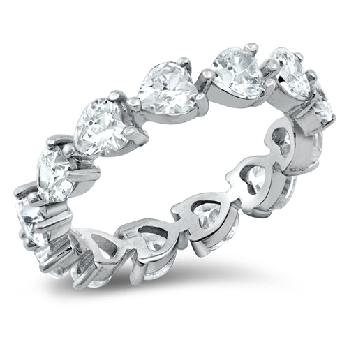 Silver Eternity Heart CZ Ring