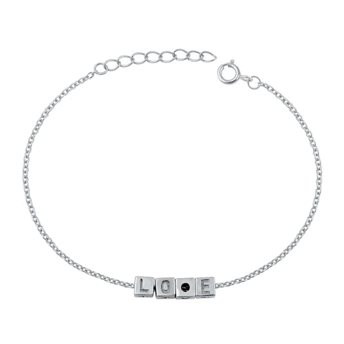 Silver Love Blocks Bracelet