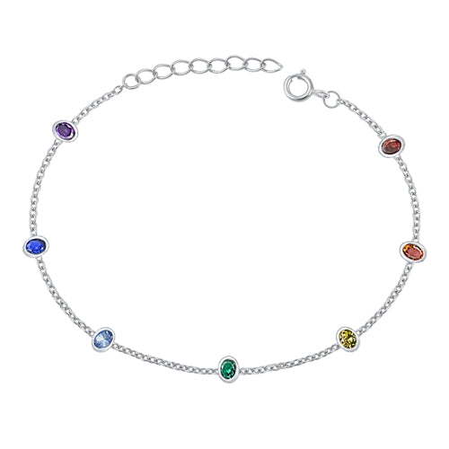 Silver Oval CZ Bracelet