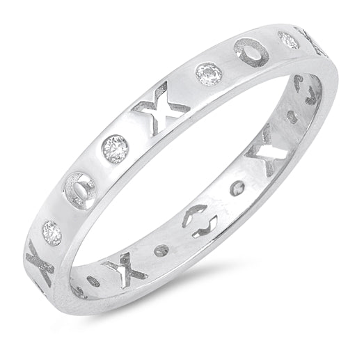 Silver CZ XOXO Eternity Ring