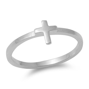 Silver Dainty Cross Ring