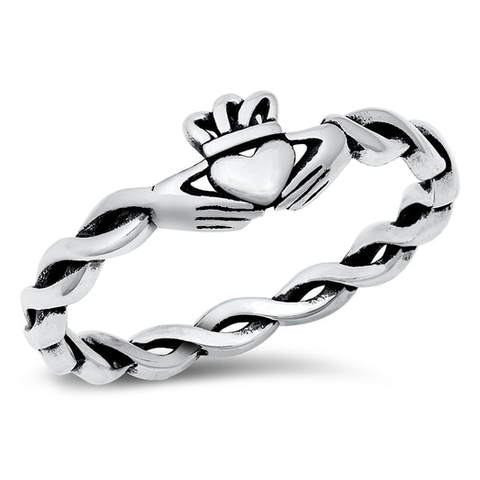 Silver Claddagh Heart Ring