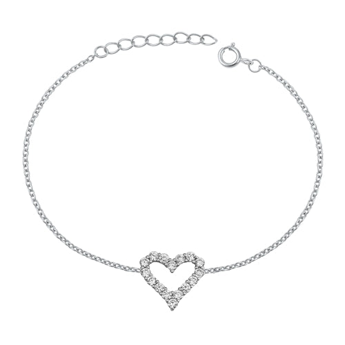 Silver CZ Heart Bracelet