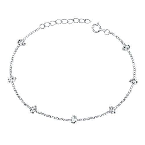 Silver Teardrop CZ Bracelet