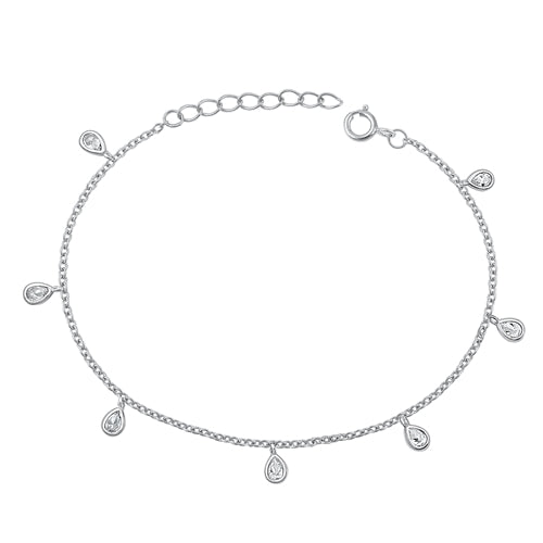 Silver Teardrop CZ Bracelet