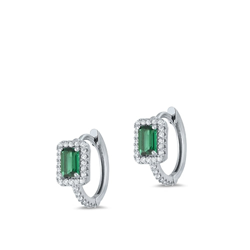 Silver Clear & Green CZ Earrings