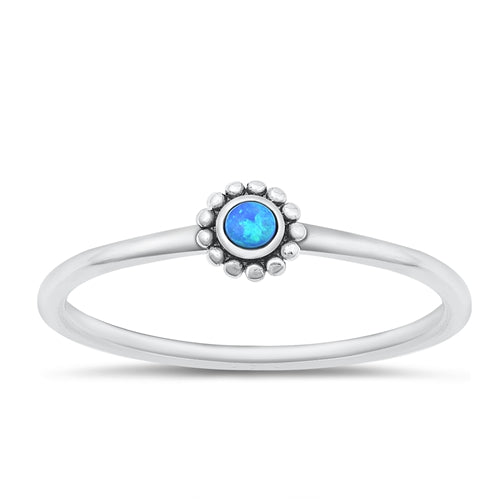 Silver Blue Opal Bali Ring