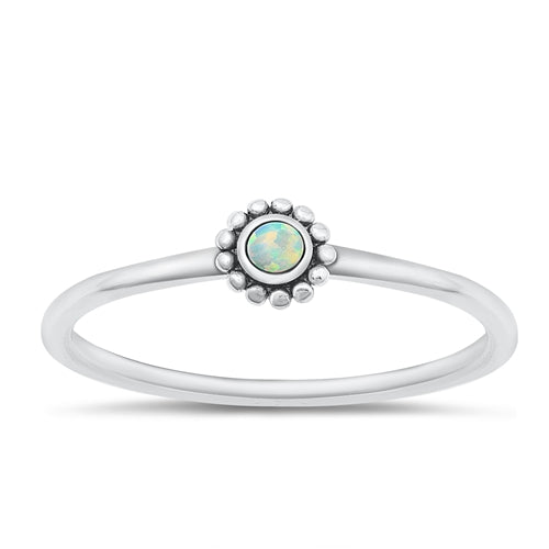 Silver White Opal Bali Ring