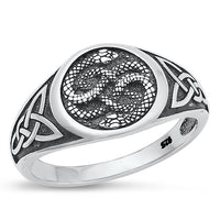 Silver Celtic Snakes Ring