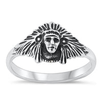 Silver Native American Chief Ring