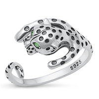 Silver Cheetah Ring with Emerald CZ