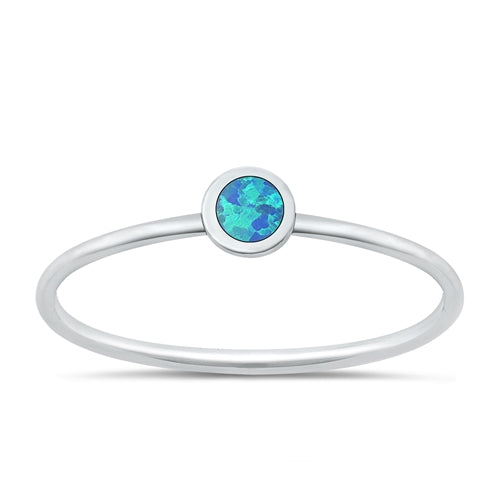 Silver Blue Opal Circle Ring