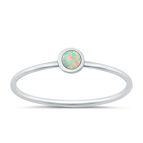 Silver White Opal Ring Circle